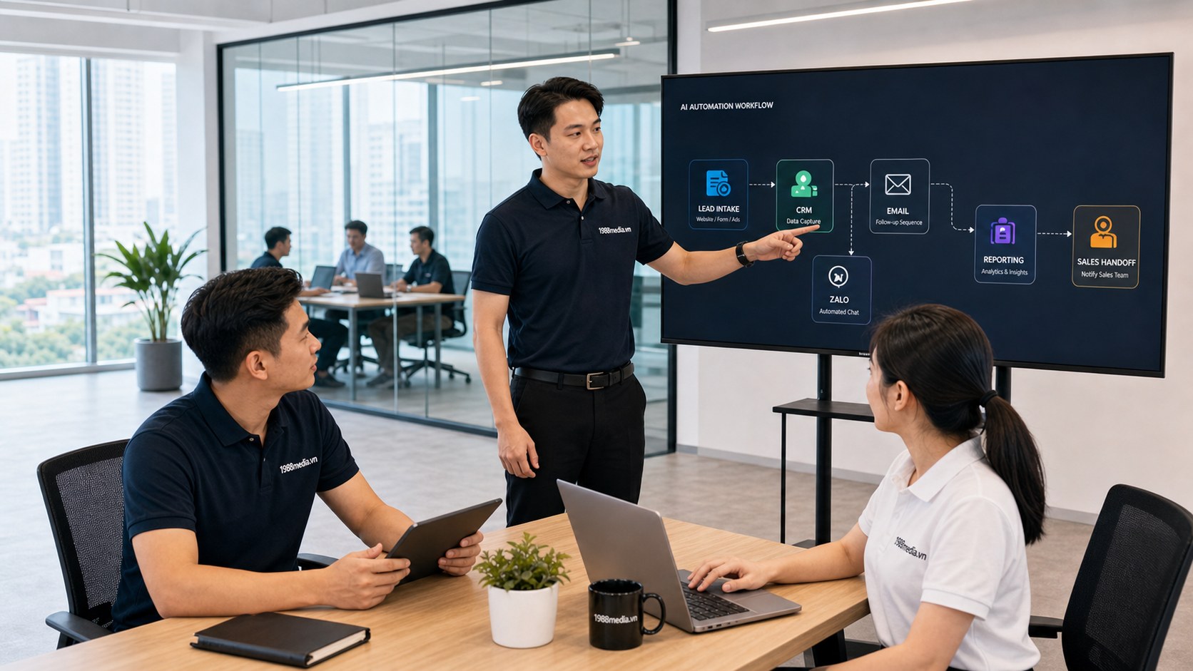 Minh họa workflow tự động hóa marketing cho SMB