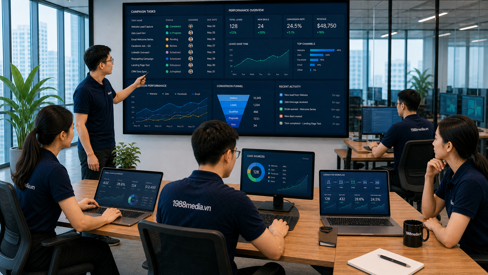 Quy trình tự động hóa lead từ Facebook/Zalo/Website về CRM bằng n8n 8 Báo cáo lead tự động sau khi triển khai n8n